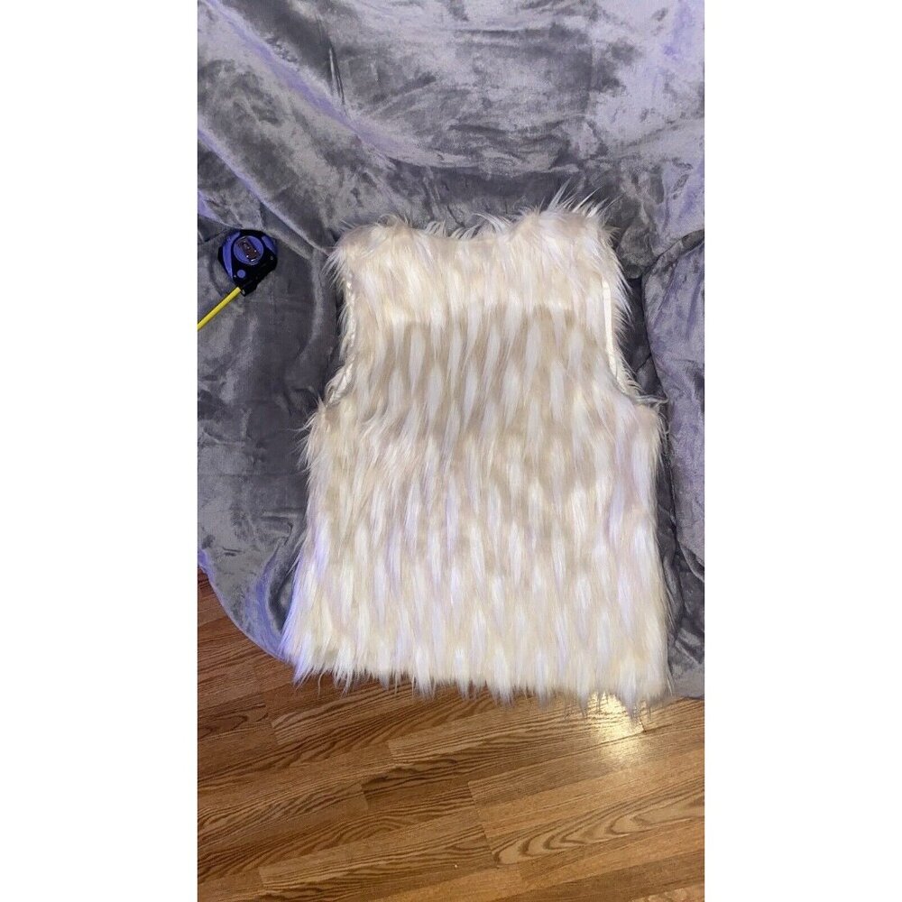 GRACE ELEMENTS Faux Fur VEST Womens Sz M Cream And Beige Blend Casual Work Party - Picture 14 of 16